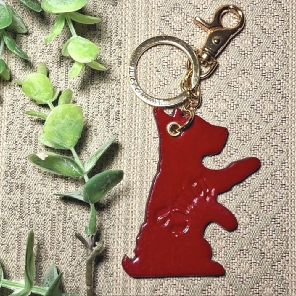 Juicy Couture Y2K Scotty Burgundy Patent Keychain Charm